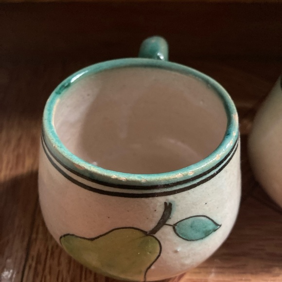 VTG Puente Arzobispo ACB SIGNED Pitcher 
Teacups Pears Jar Ceramic Pottery Set - Picture 5 of 12